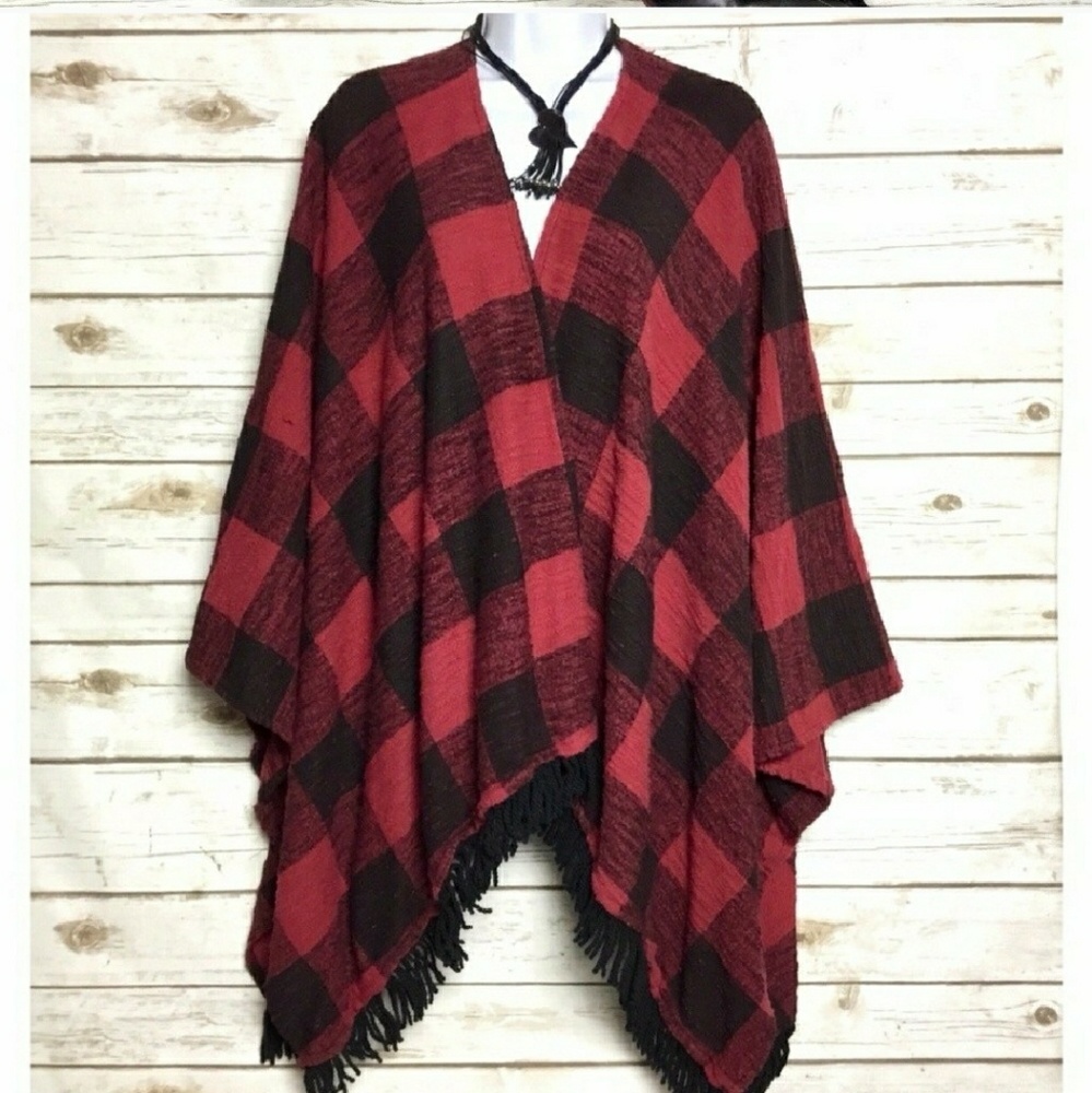 Red and Black Buffalo Check Kimono